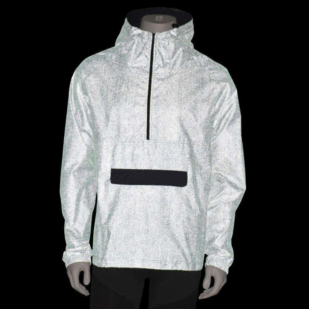 FINAL SALE: Reflective Unisex Half-Zip Anorak in Green/Purple Shimmer