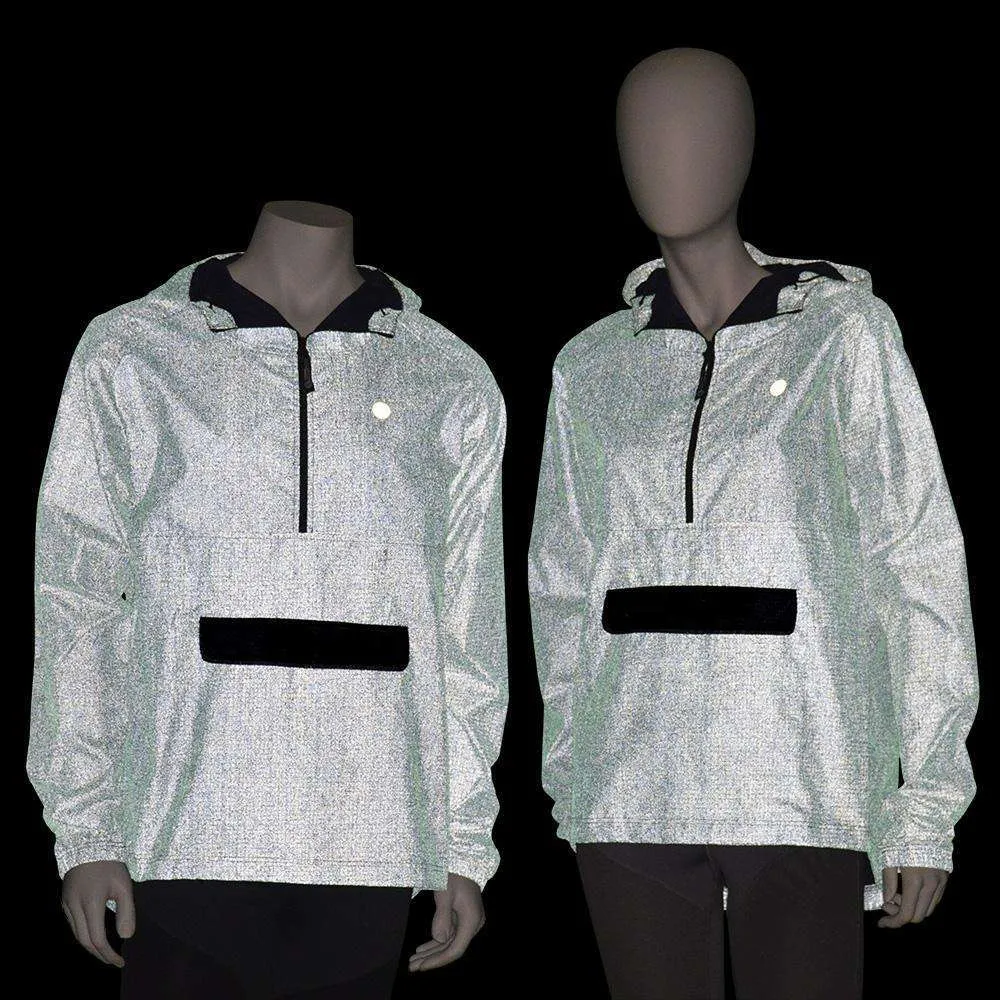 FINAL SALE: Reflective Unisex Half-Zip Anorak in Green/Purple Shimmer