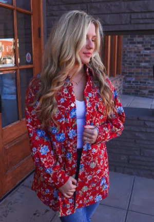 Floral Quilted Button Down Jacket