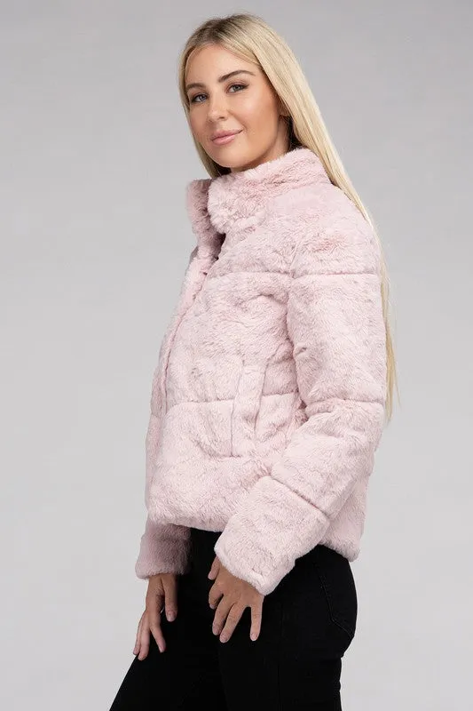 Fluffy Zip-Up Sweater Jacket