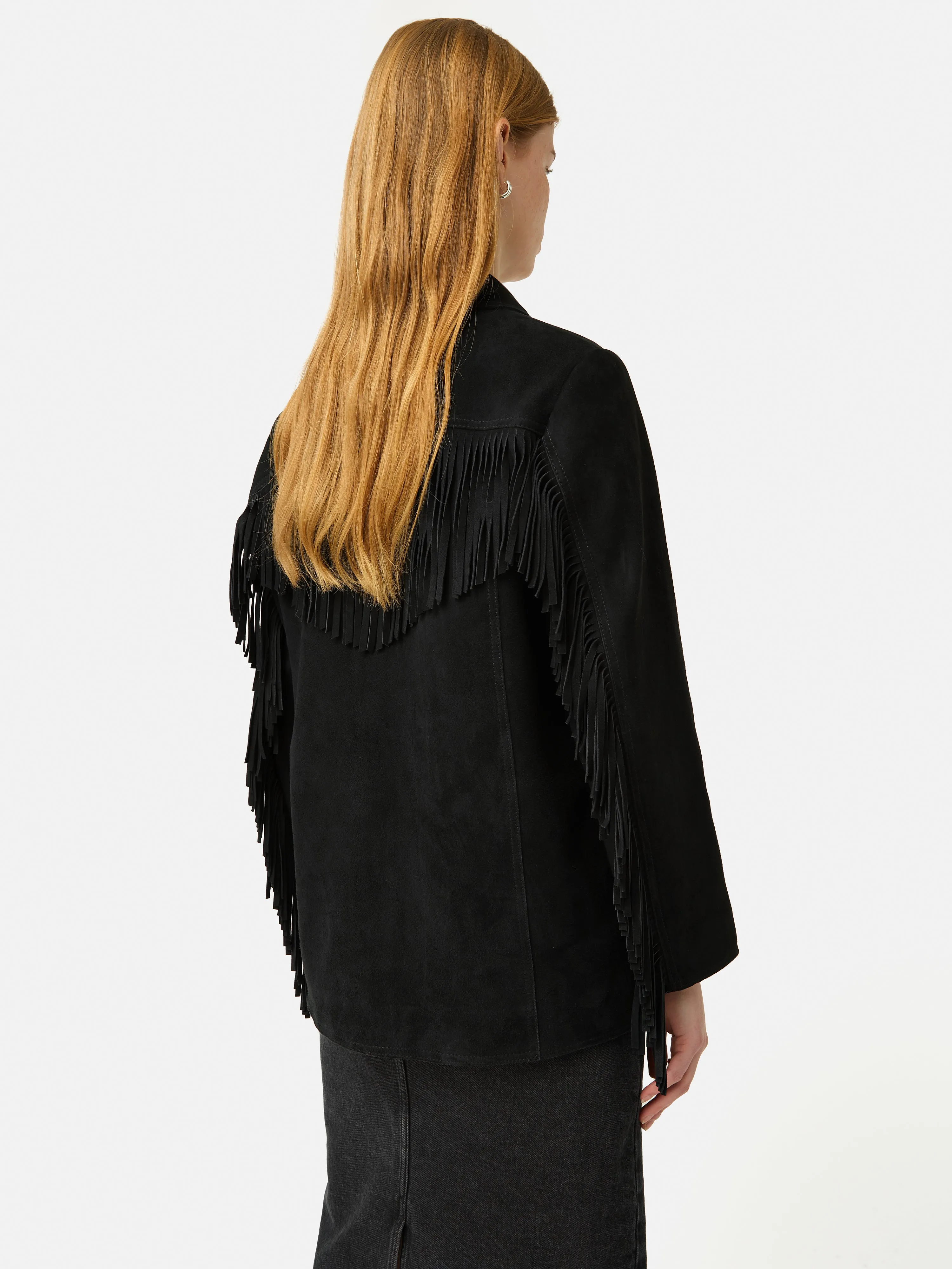 Fringed Suede Jacket | Black