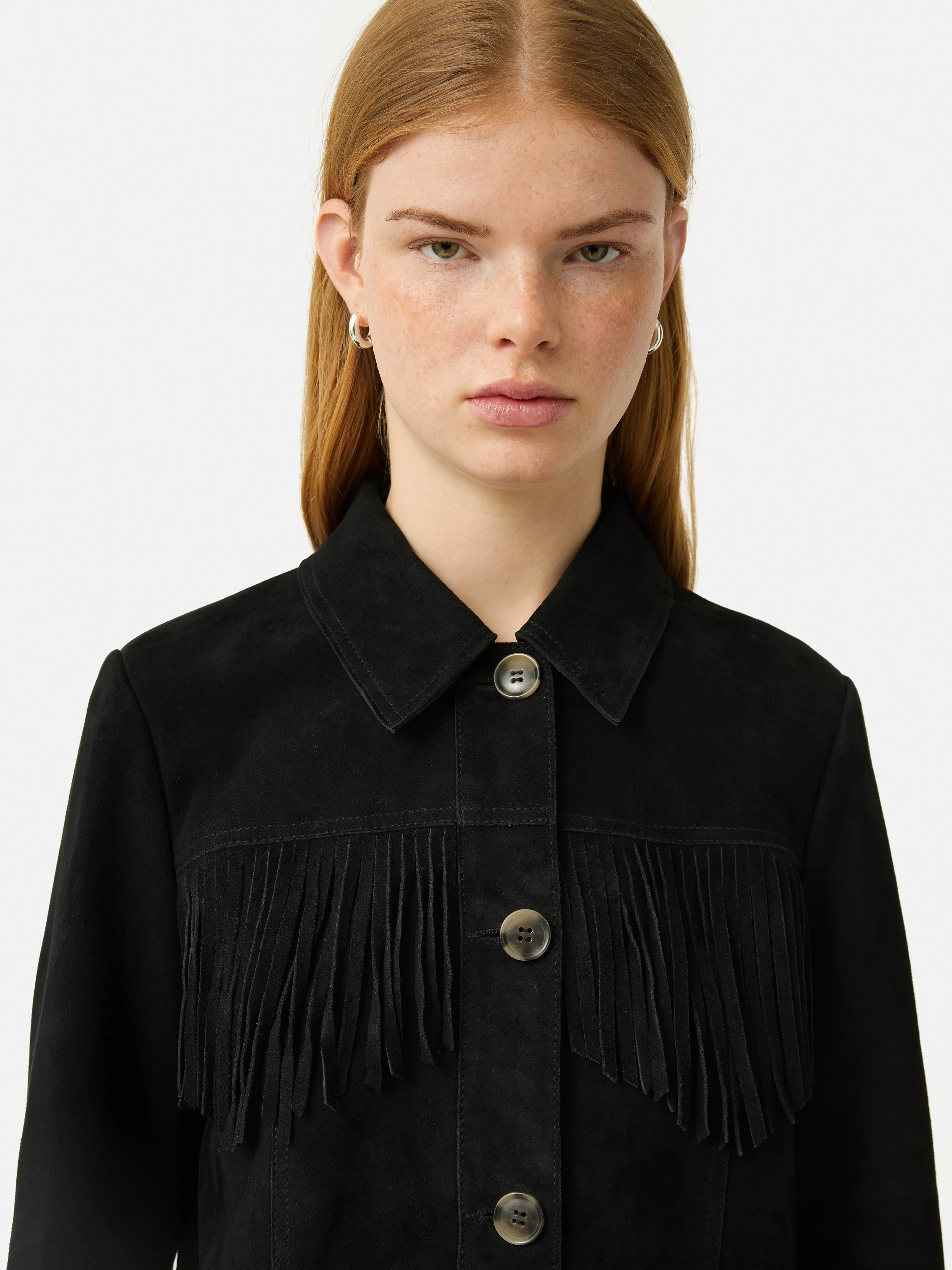 Fringed Suede Jacket | Black