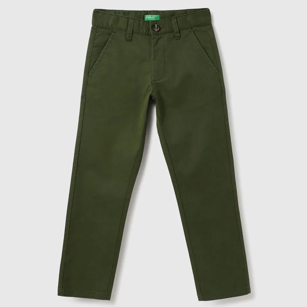 Green Solid Regular Fit Trousers