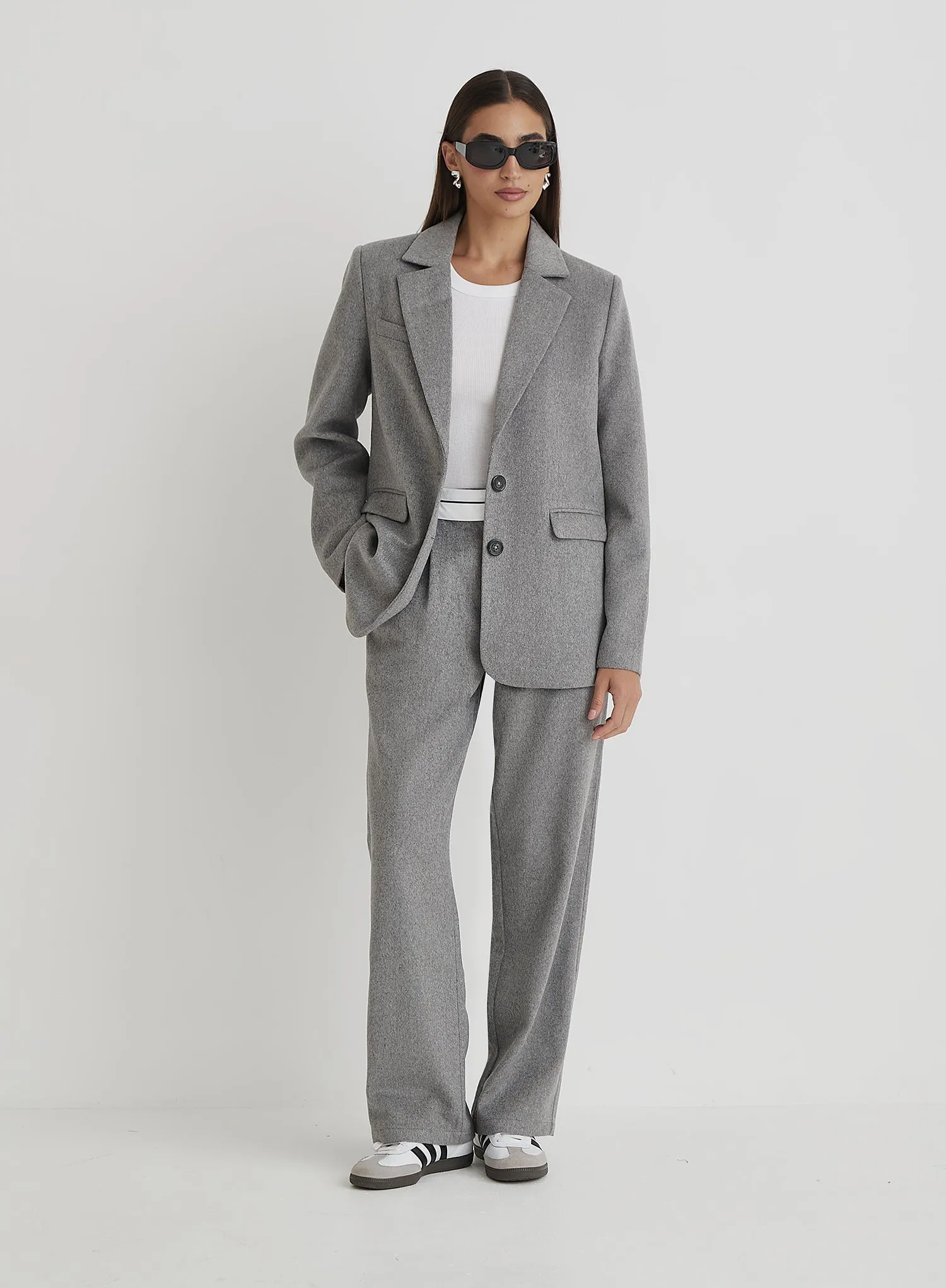 Grey Wool Blazer- Gabbi