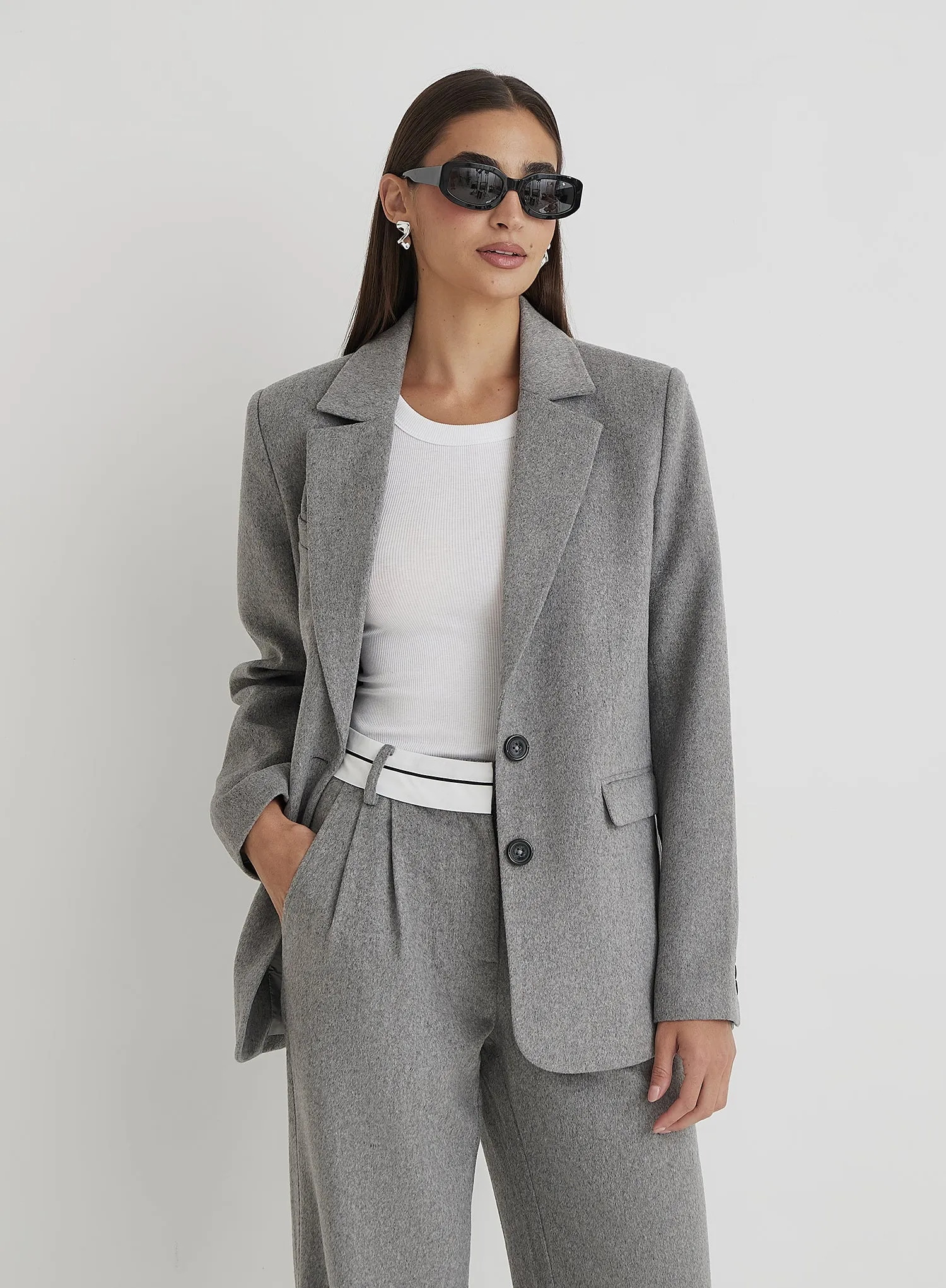 Grey Wool Blazer- Gabbi