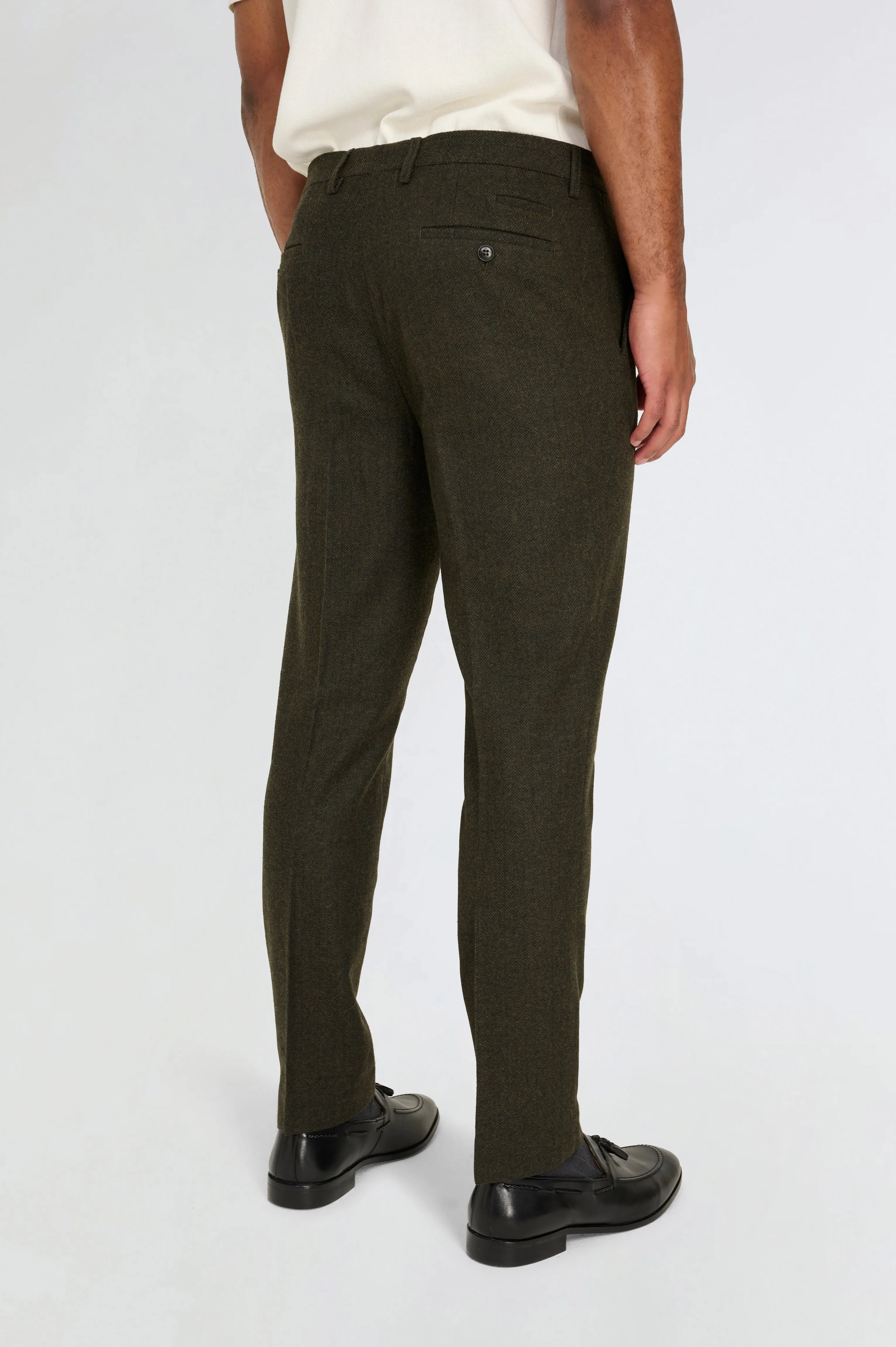 Henry Tweed Trousers in Olive