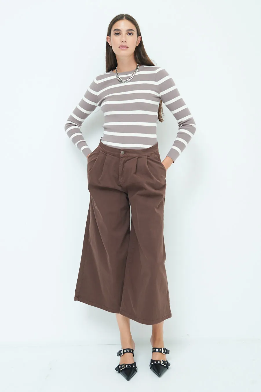 High-waisted culotte pants wholesale