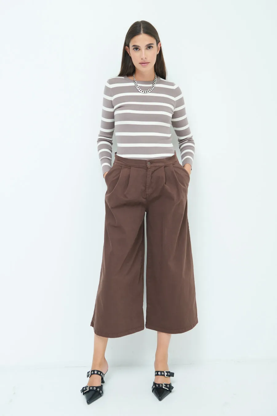 High-waisted culotte pants wholesale