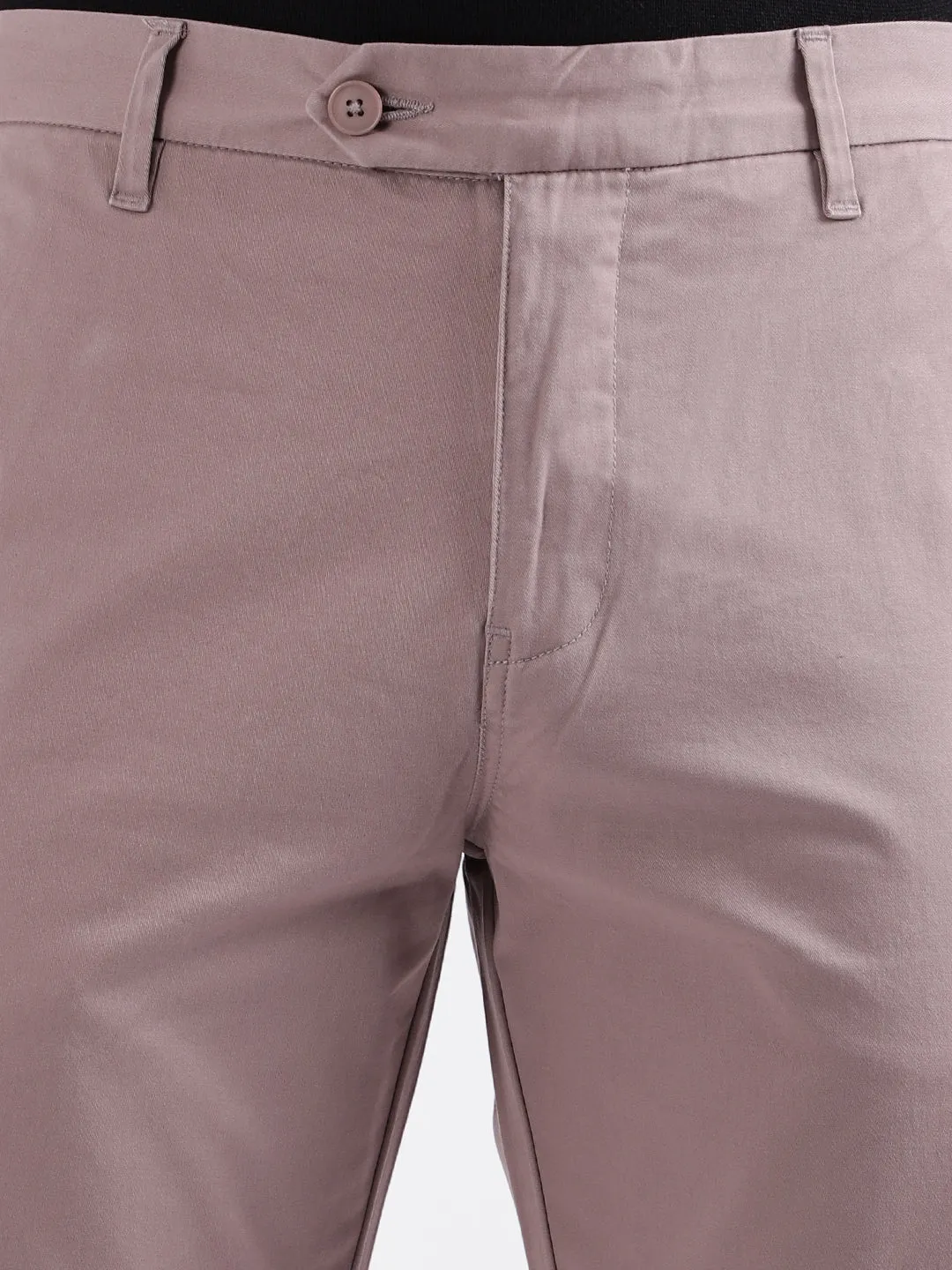 Iconic Men Pink Solid Slim Fit Mid-Rise Trouser