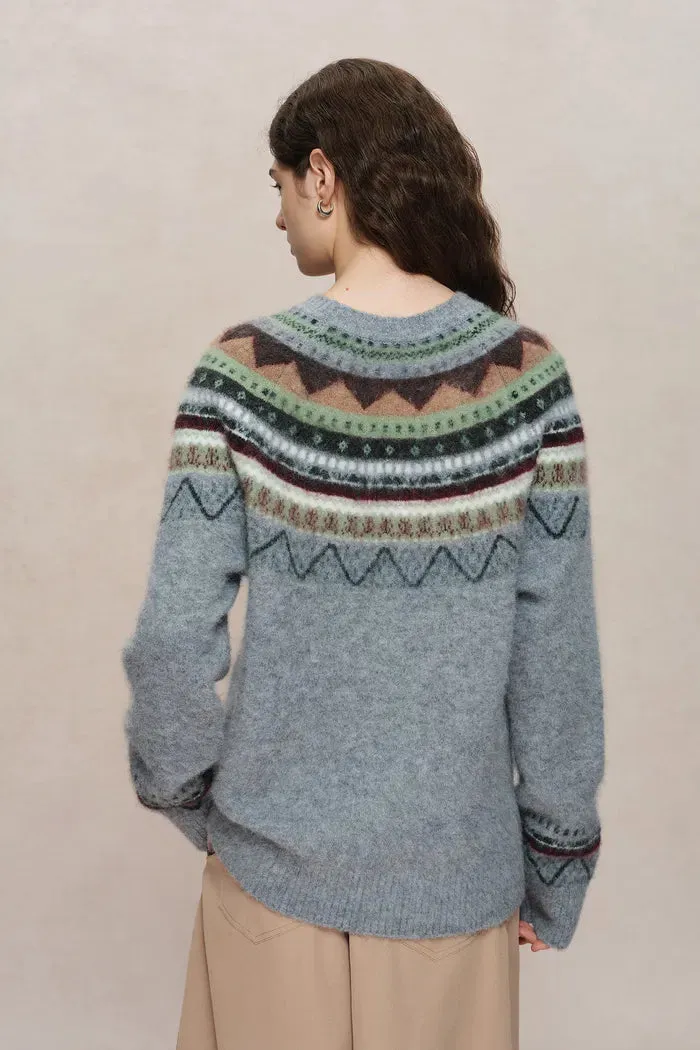 Islay 13 colors Fair Isle Pullover Sweater in Baby Alpaca Knit