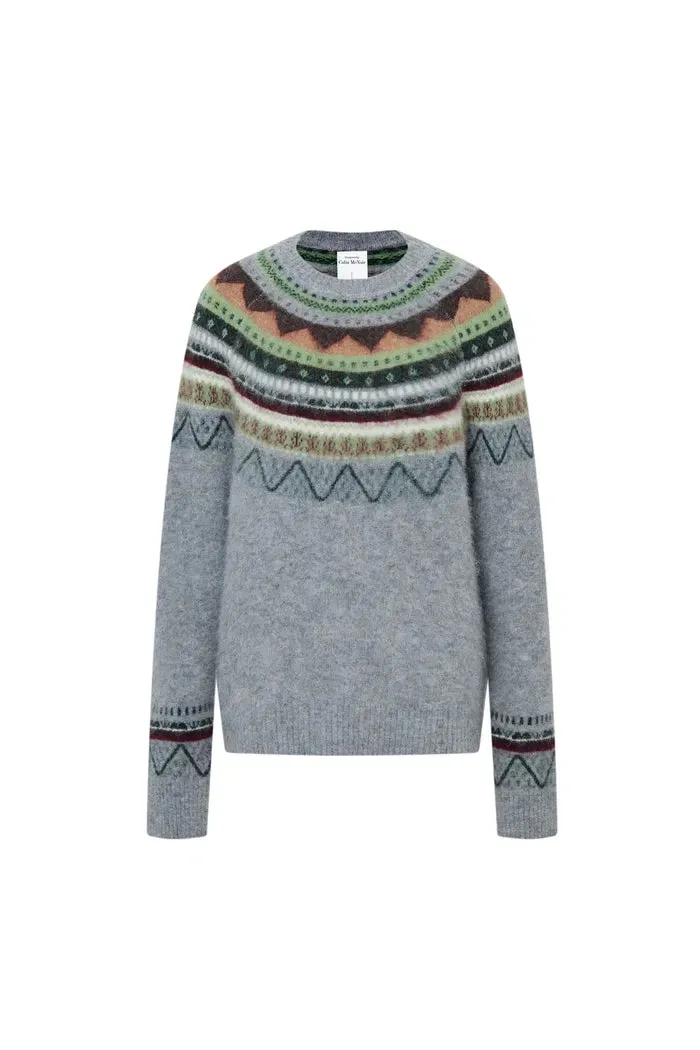 Islay 13 colors Fair Isle Pullover Sweater in Baby Alpaca Knit