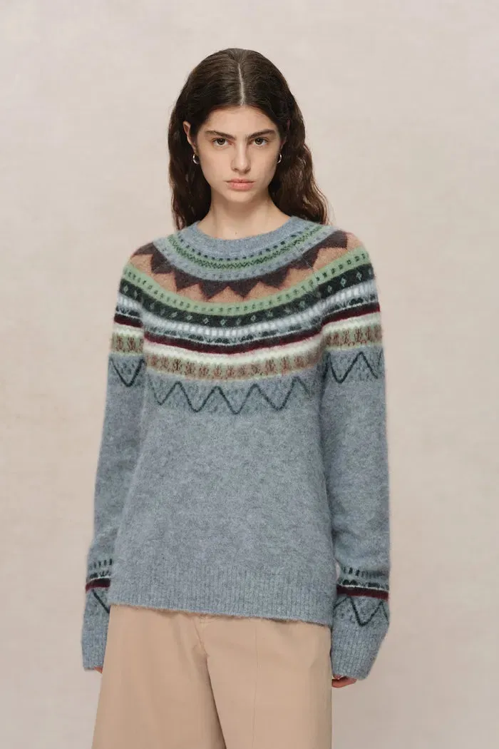 Islay 13 colors Fair Isle Pullover Sweater in Baby Alpaca Knit