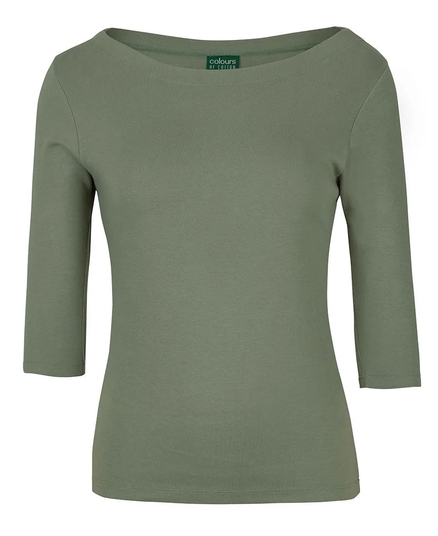 JB's C of C Ladies 3/4 Sleeve Boat Neck Tee (1BT3)