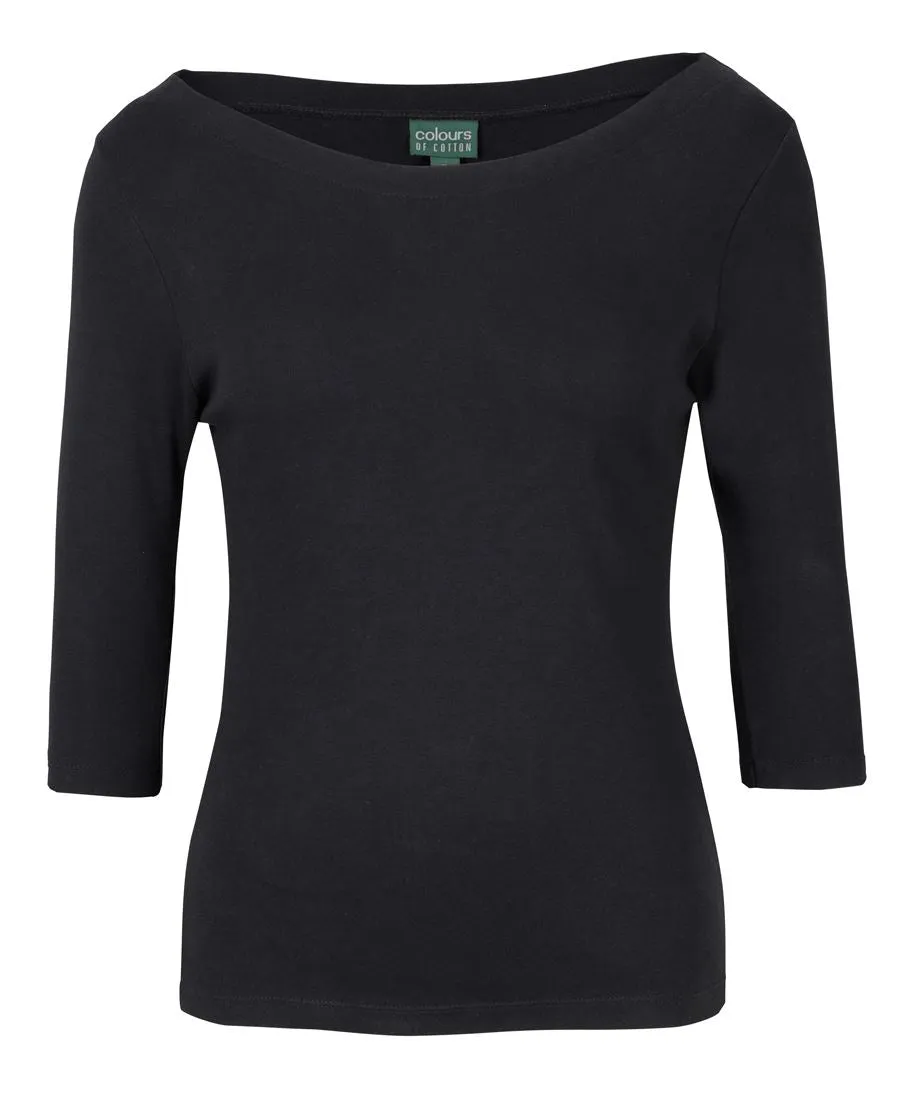 JB's C of C Ladies 3/4 Sleeve Boat Neck Tee (1BT3)