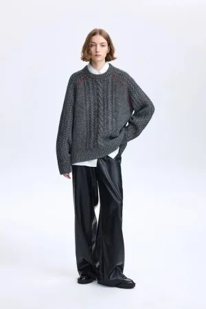 Jenna Oversized Cable Sweater in Yak-Wool Blend Knit