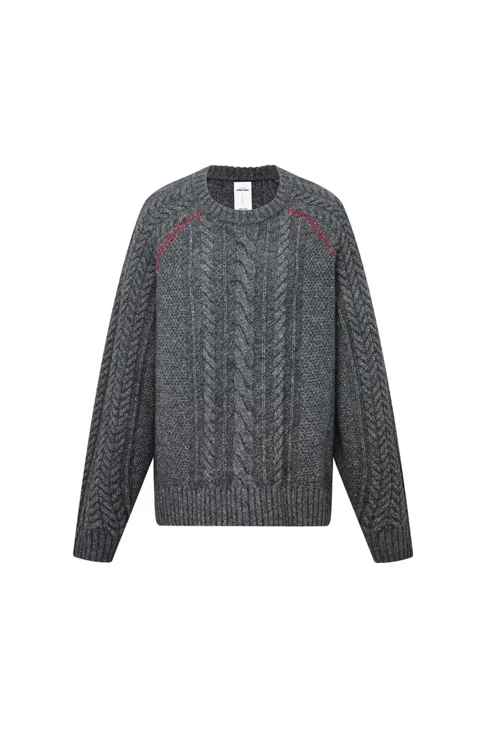 Jenna Oversized Cable Sweater in Yak-Wool Blend Knit