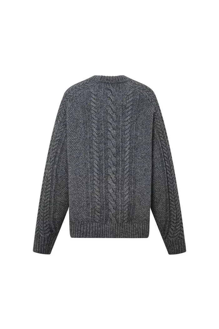 Jenna Oversized Cable Sweater in Yak-Wool Blend Knit