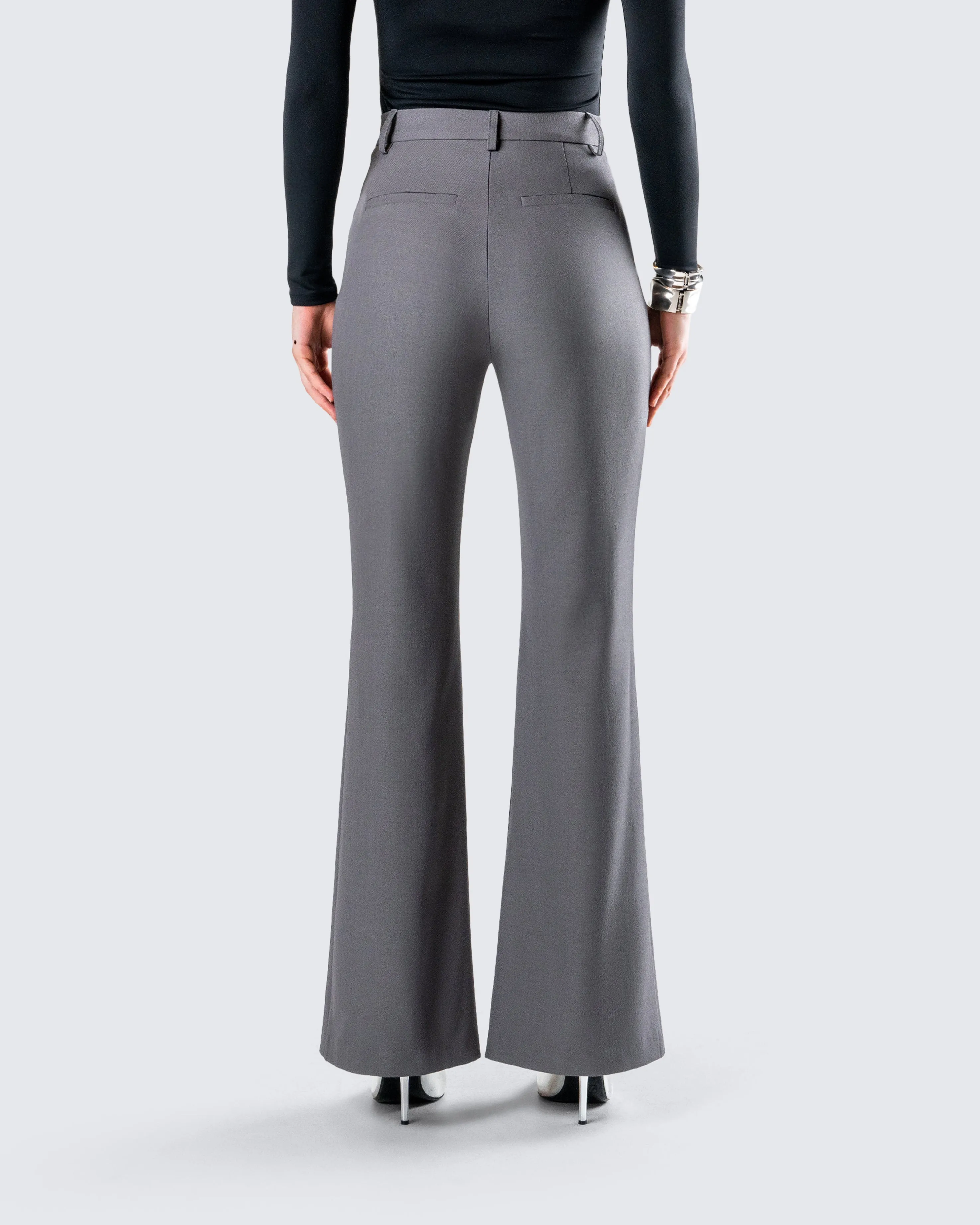 Kimberly Grey Flared Trouser Pant