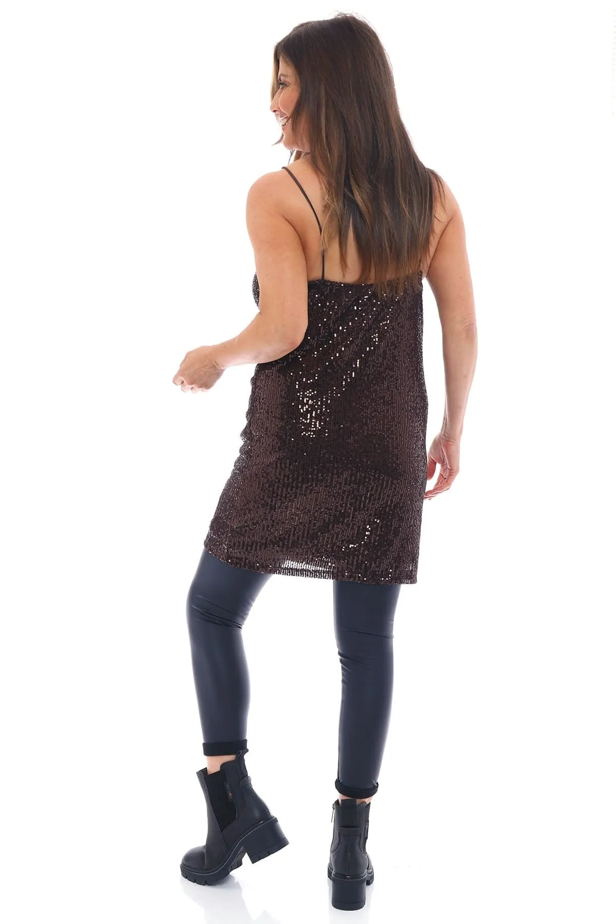 Laurel Sequin Strap Top Cocoa