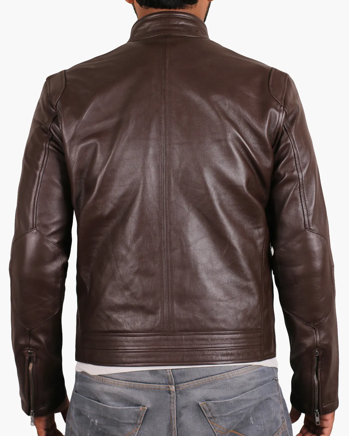 Leather Jackets Hub Mens Genuine Lambskin Leather Jacket (Black, Racer Jacket) - 1501165