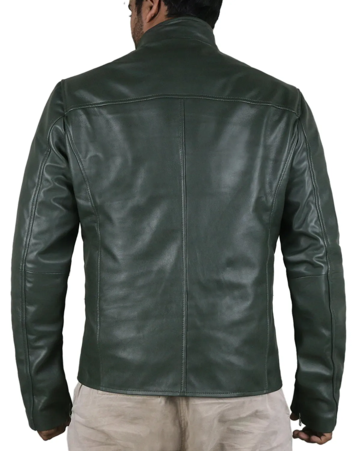 Leather Jackets Hub Mens Genuine Lambskin Leather Jacket (Black, Racer Jacket) - 1501169