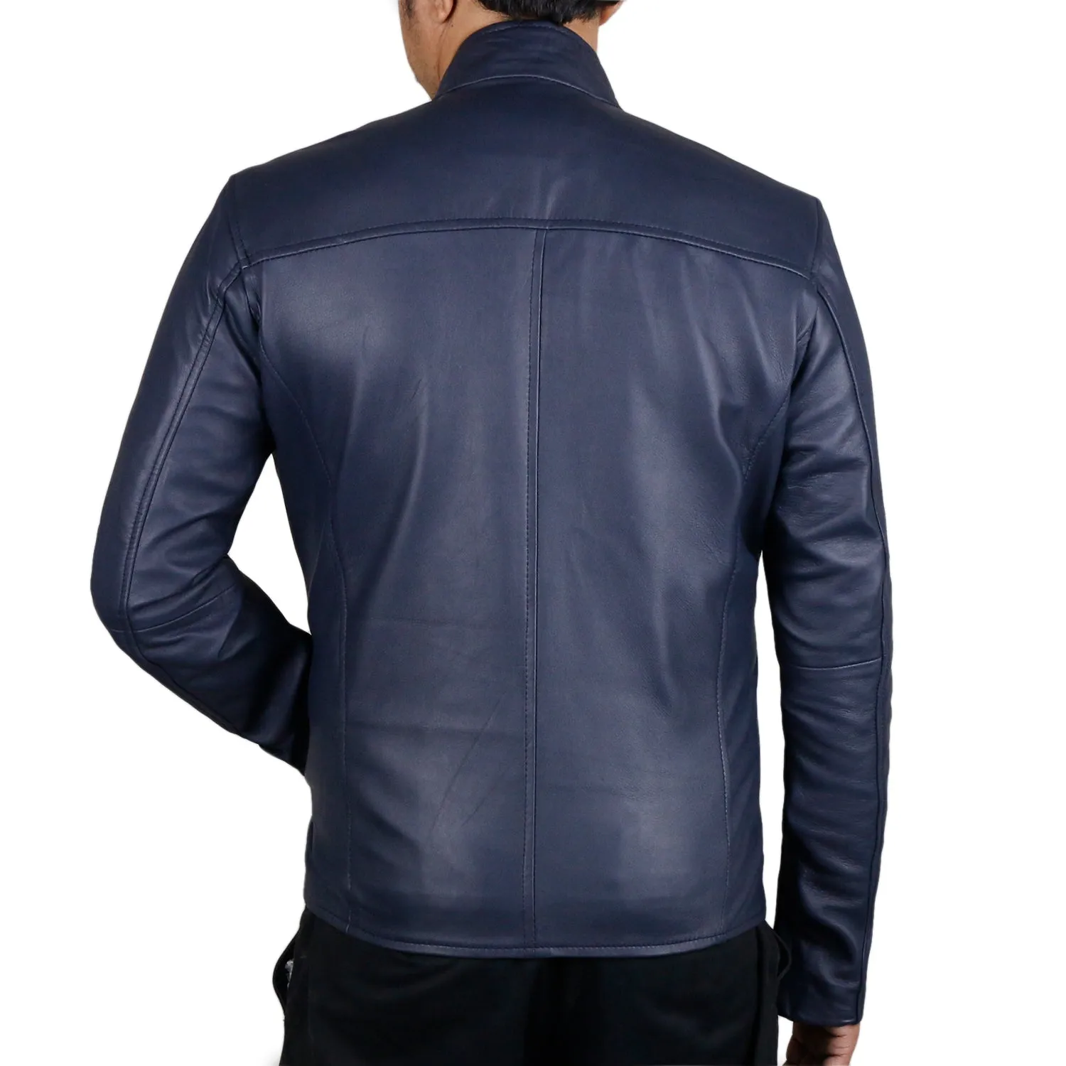 Leather Jackets Hub Mens Genuine Lambskin Leather Jacket (Black, Racer Jacket) - 1501169