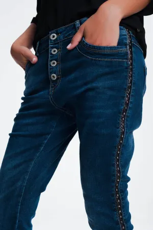 Leather Look Studded Jeans