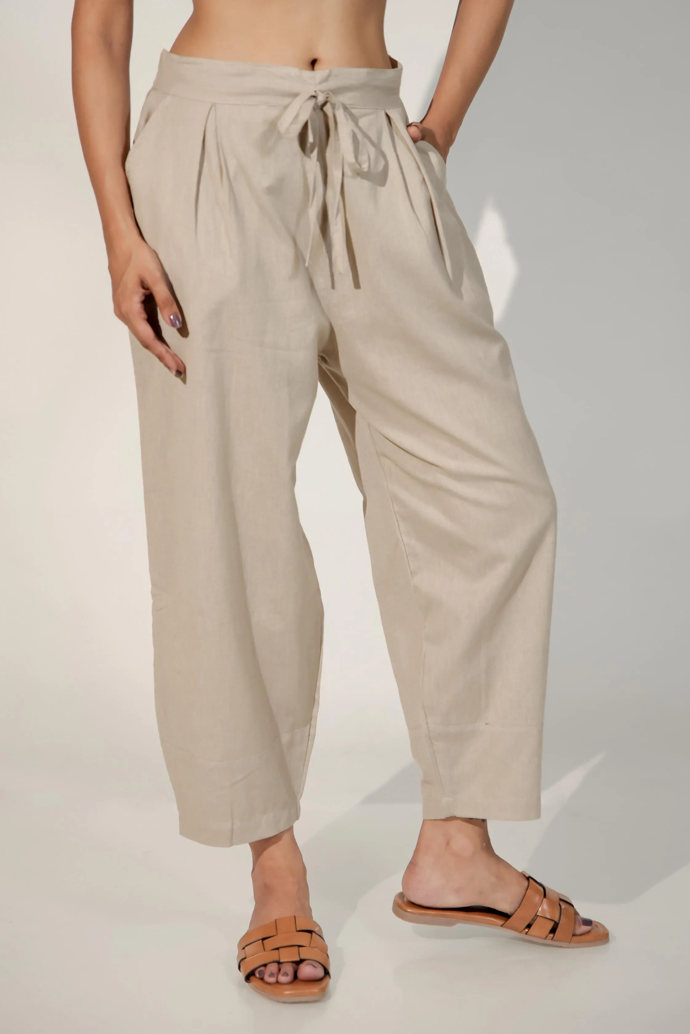 Light Brown Women's Regular-Fit Trousers