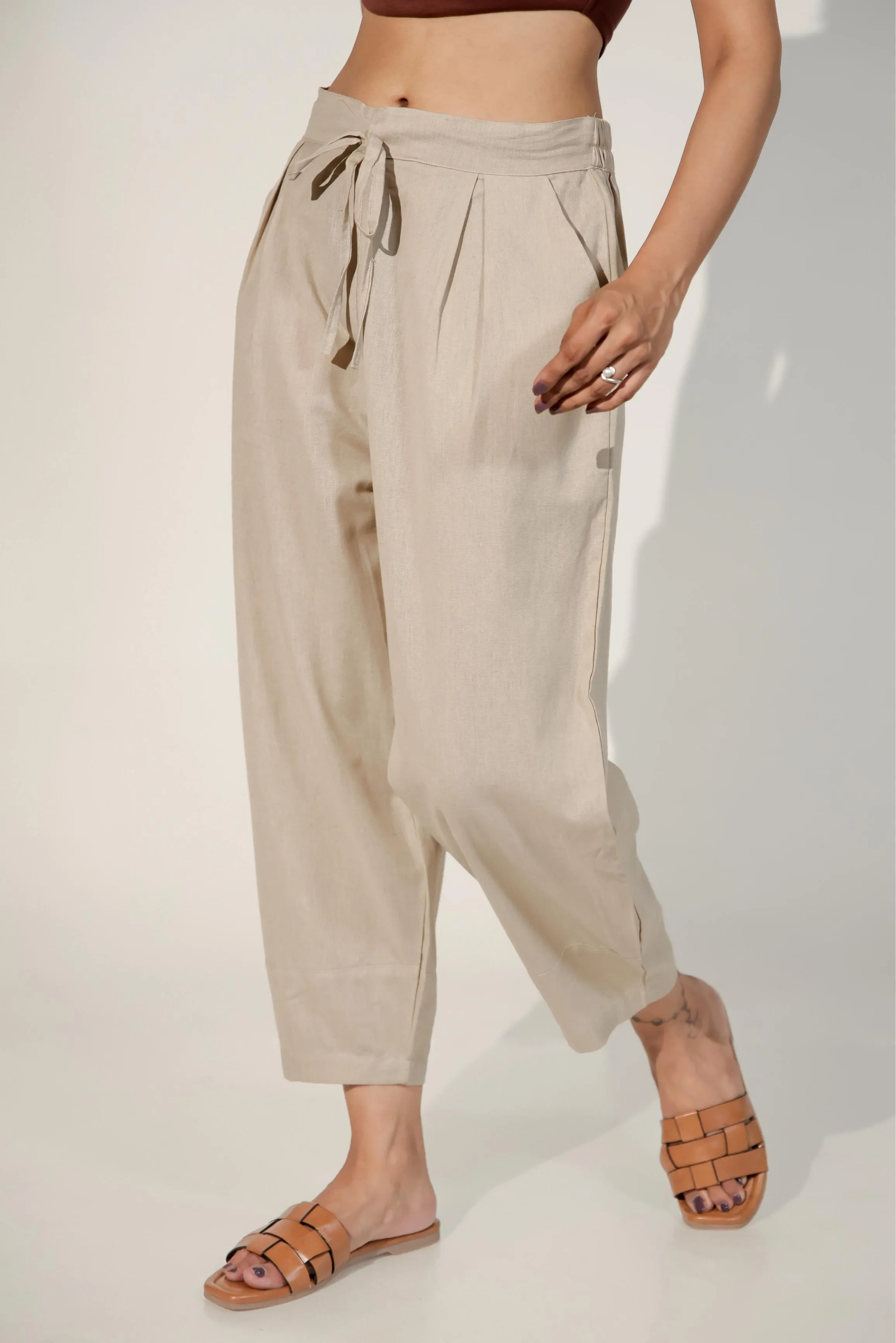 Light Brown Women's Regular-Fit Trousers