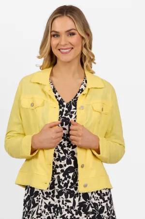 Linen Jacket With Frayed Seams - Lemon