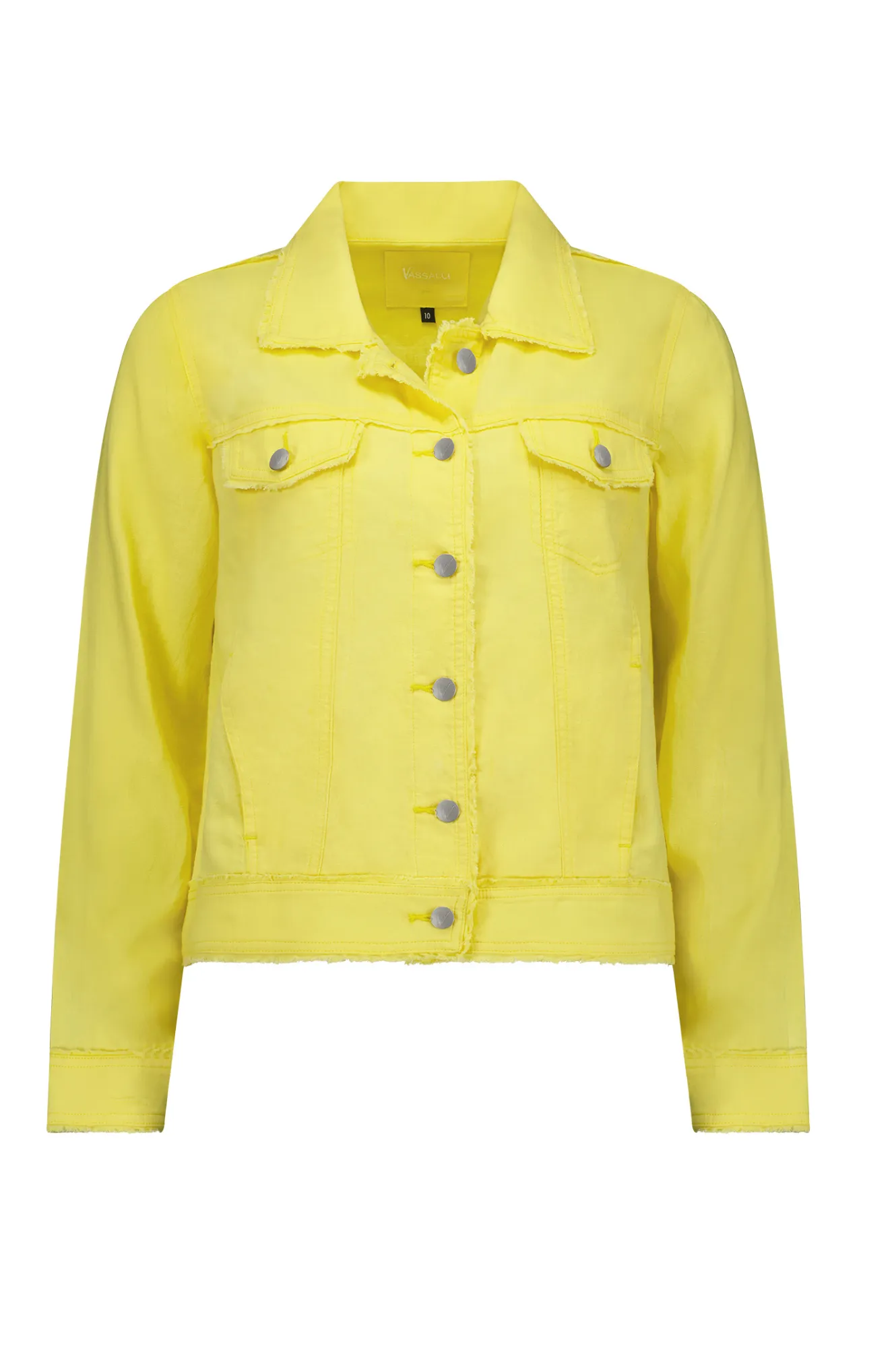 Linen Jacket With Frayed Seams - Lemon