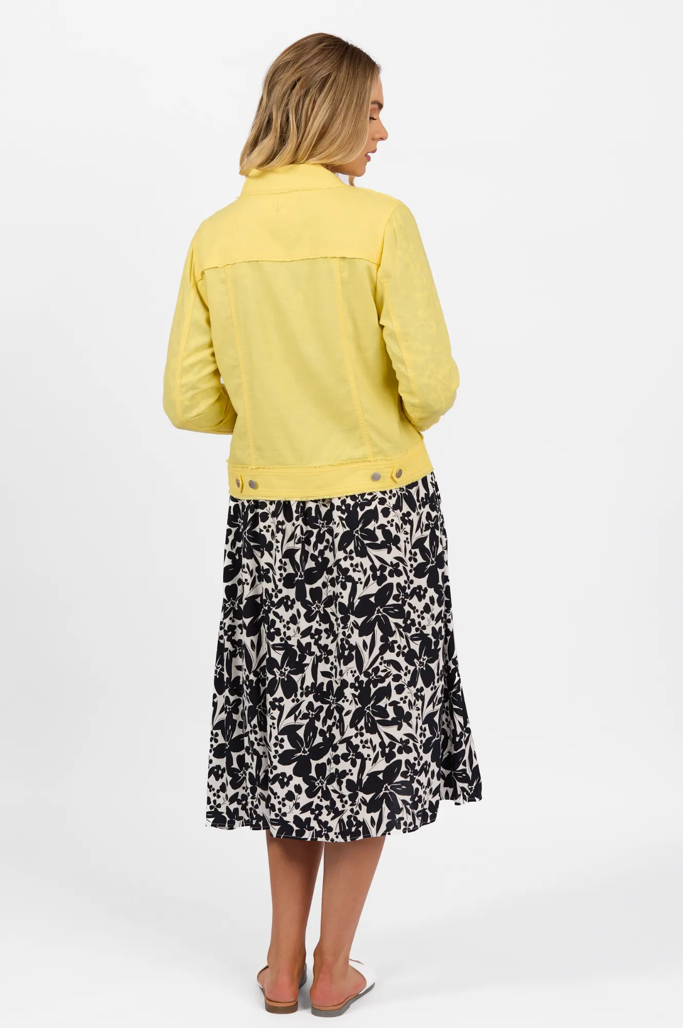 Linen Jacket With Frayed Seams - Lemon