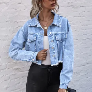 Loose Cropped Denim Jacket Wholesale Coats And Jackets