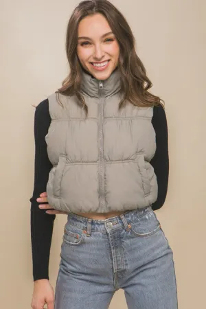 Love Tree High Neck Puffer Vest