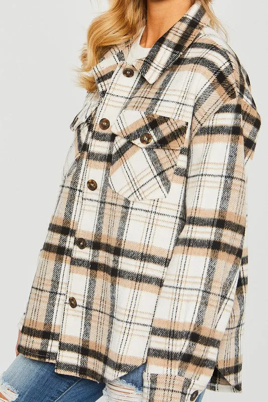 Love Tree Plaid Bust Pocket Shacket