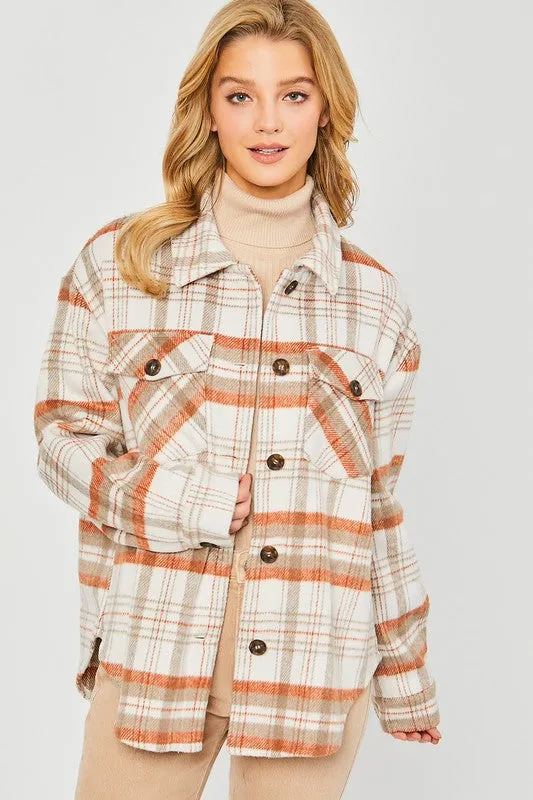 Love Tree Plaid Bust Pocket Shacket