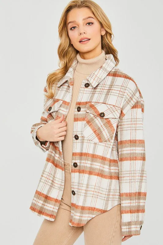 Love Tree Plaid Bust Pocket Shacket