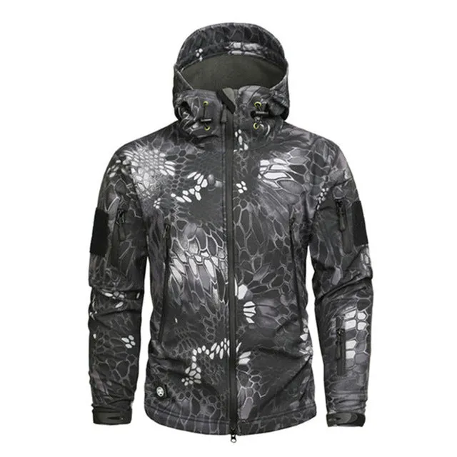 Men Pattern Soft Shell Jacket Rain and Wind Proof Mens Outerwear