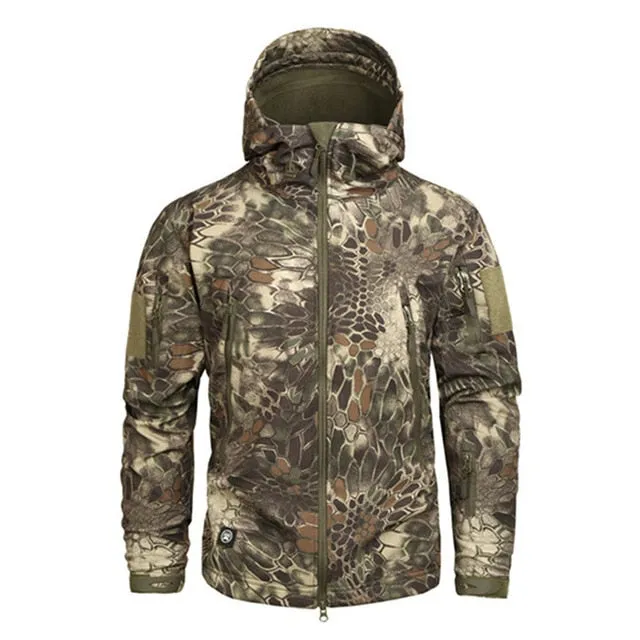 Men Pattern Soft Shell Jacket Rain and Wind Proof Mens Outerwear