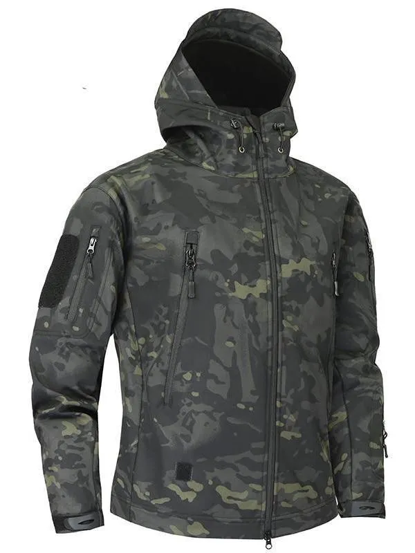 Men Pattern Soft Shell Jacket Rain and Wind Proof Mens Outerwear