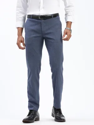 Men Solid Blue Formal Trousers