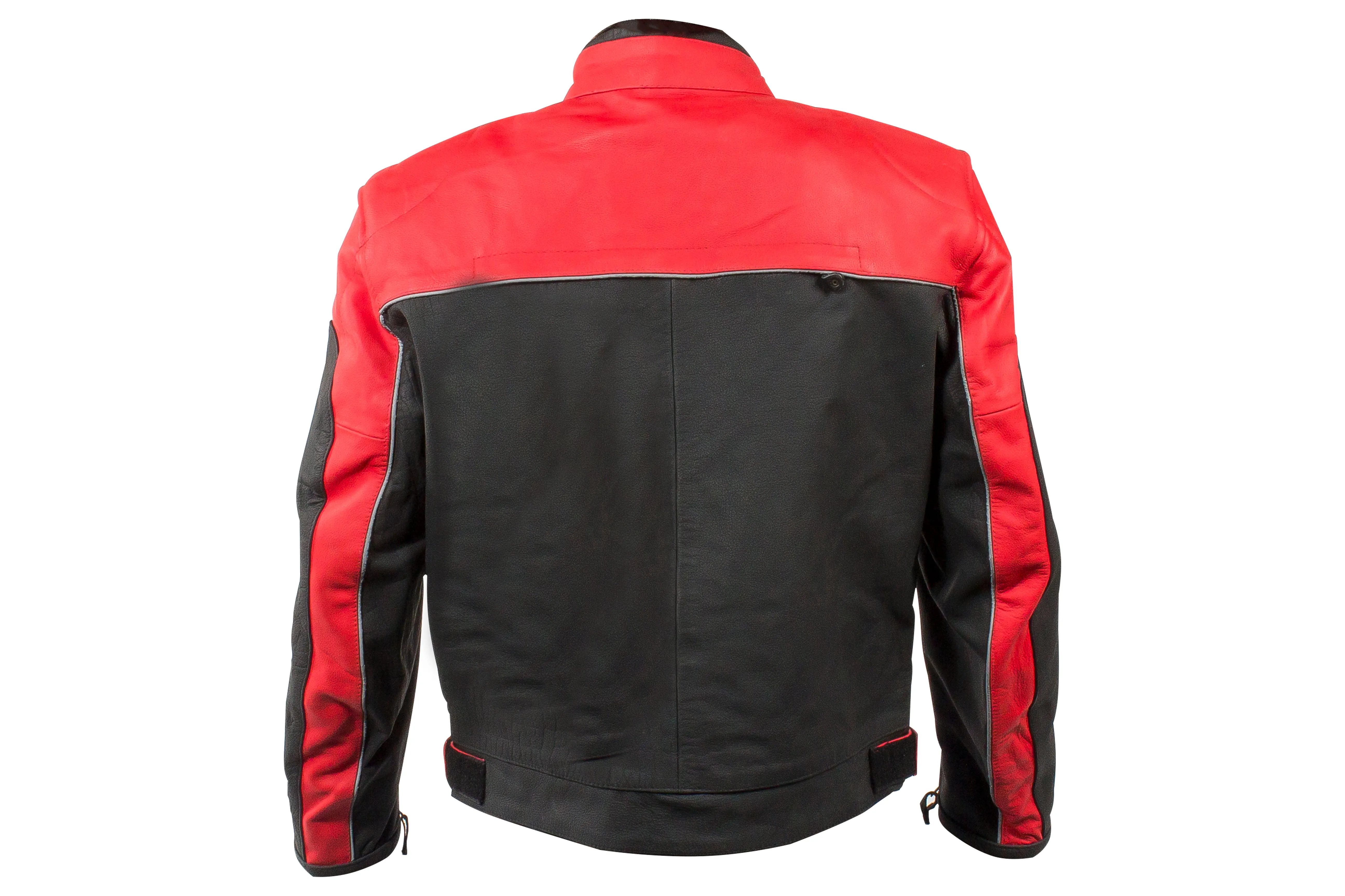 Mens Black & Red Racer Jacket With Reflective Piping