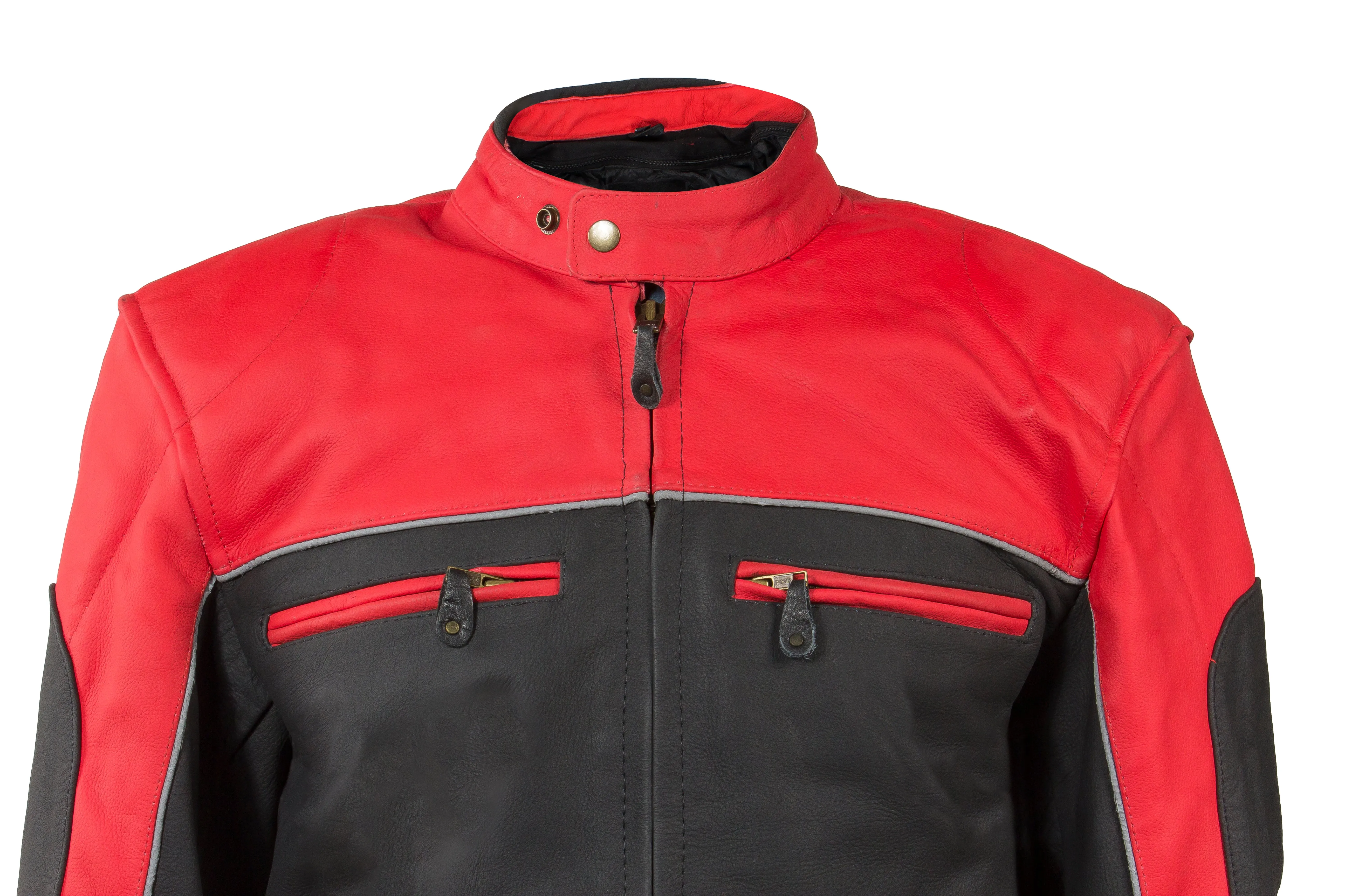 Mens Black & Red Racer Jacket With Reflective Piping