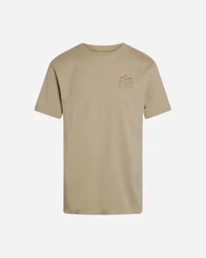 Mens Small Boat And Waves Tee - Sand