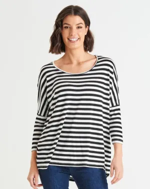 Milan Top - Black/White Stripe