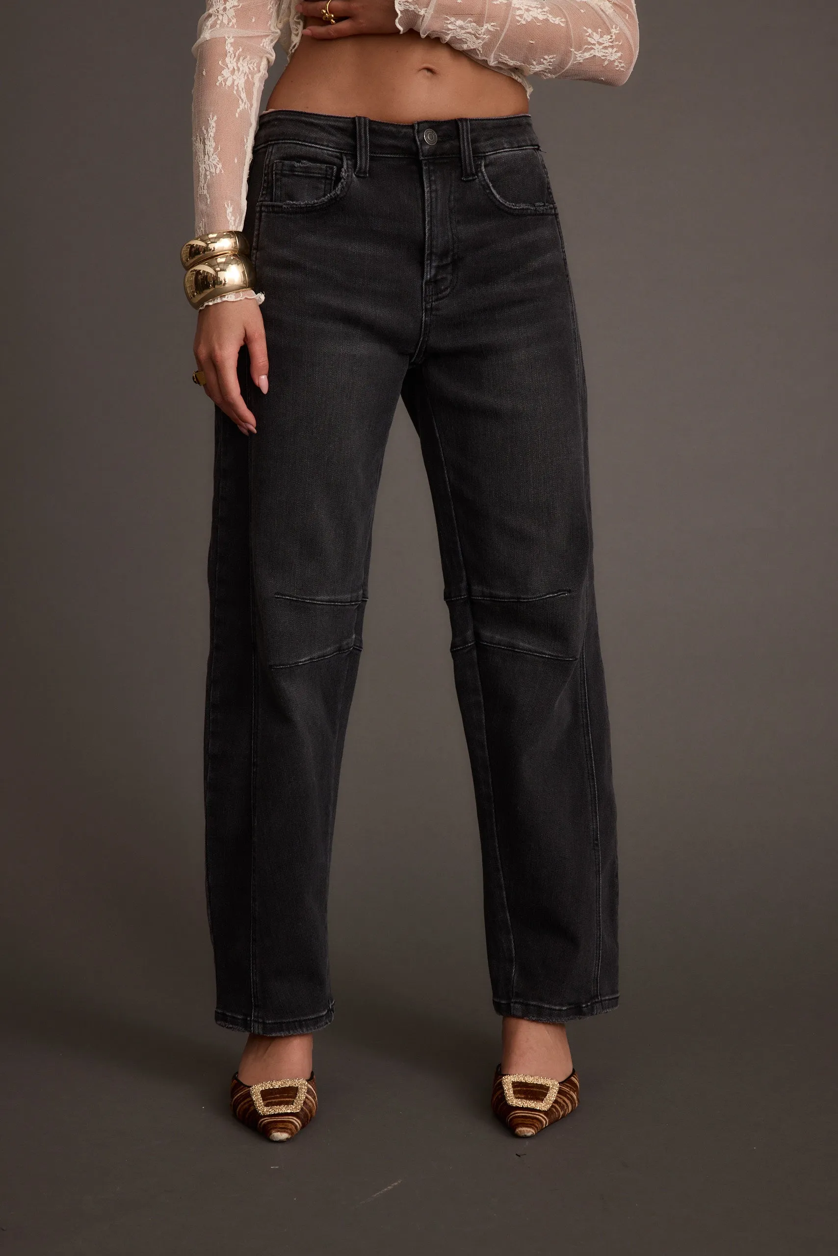 Muse Washed Black Barrel Denim Jeans