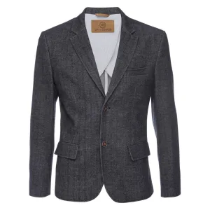 Nifty Genius Kurt Notched Lapel Stretch Blazer in Herringbone