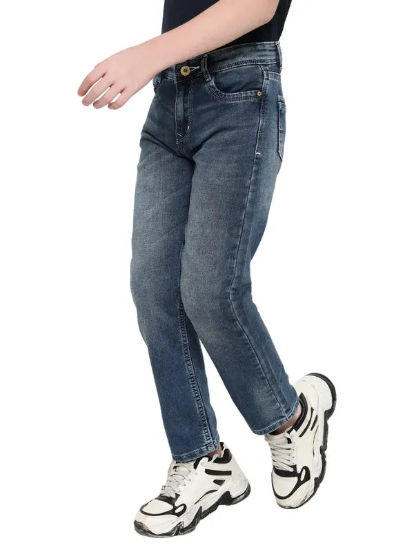 Octave Boys Mid Rise Clean Look Heavy Fade Stretchable Jeans