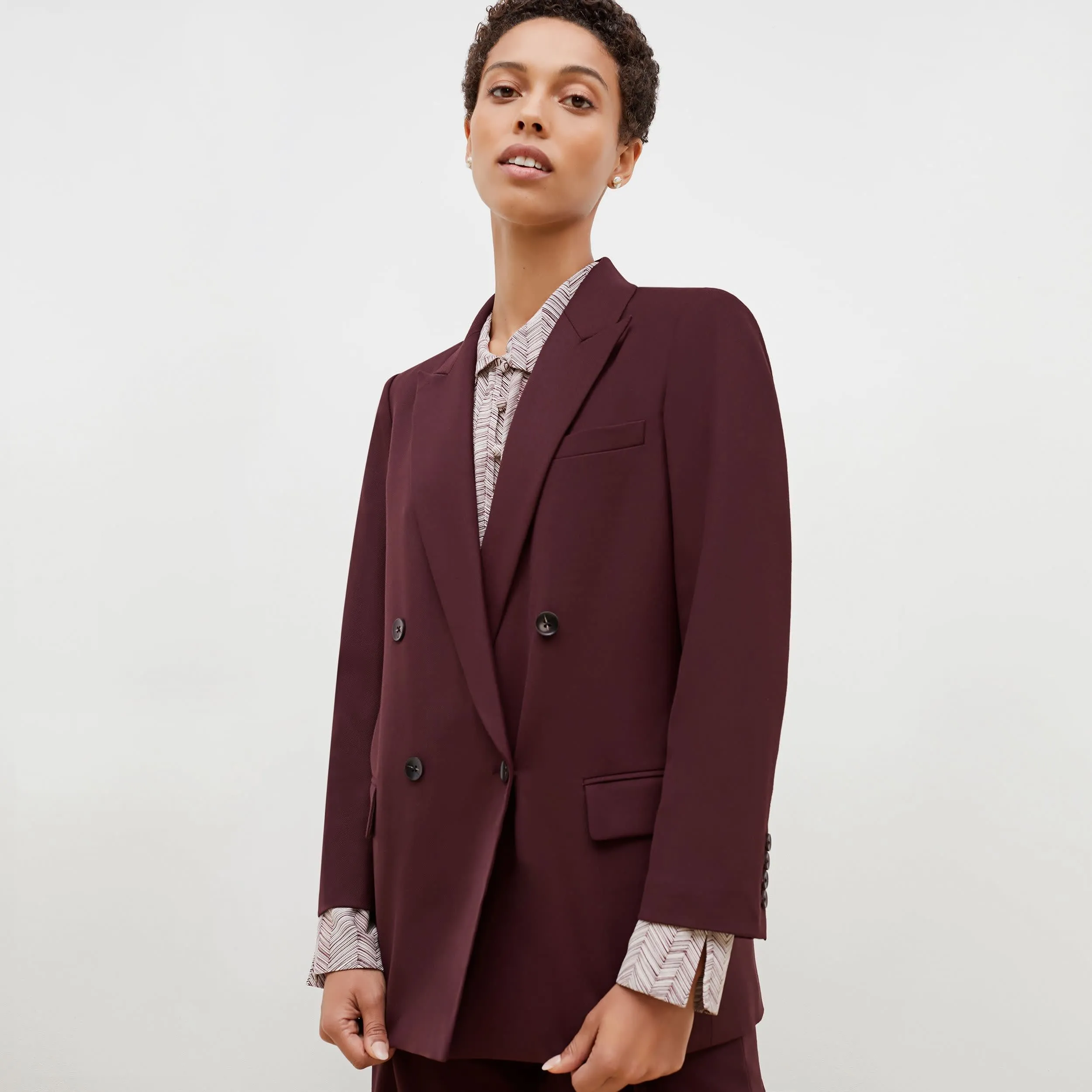 O'Hara Boyfriend Blazer - Sharkskin :: Garnet