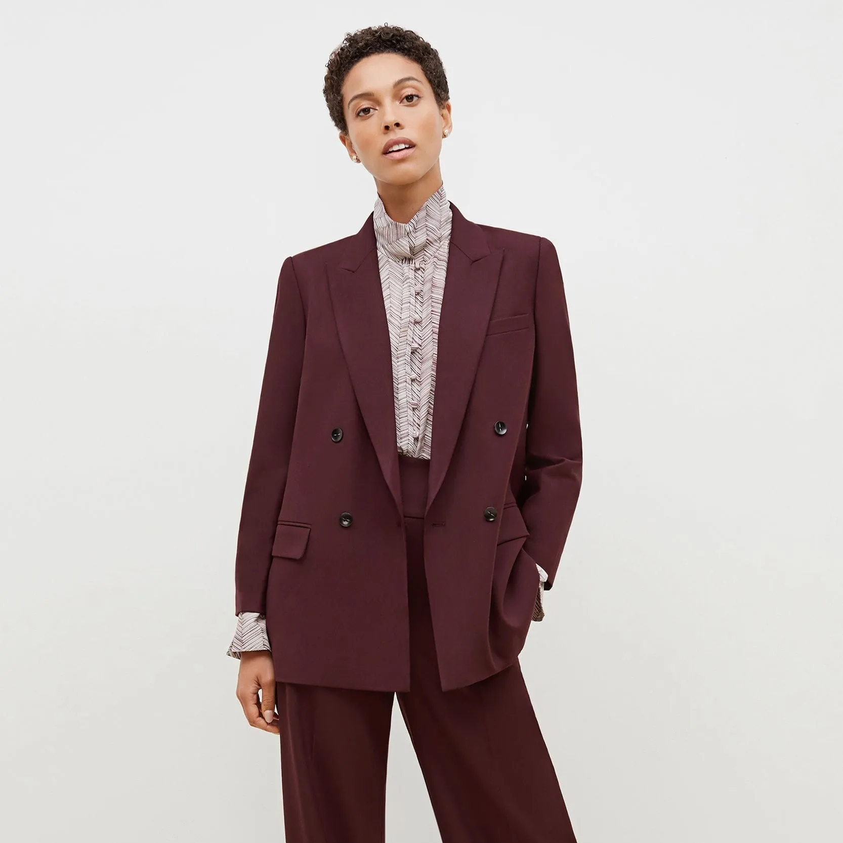 O'Hara Boyfriend Blazer - Sharkskin :: Garnet